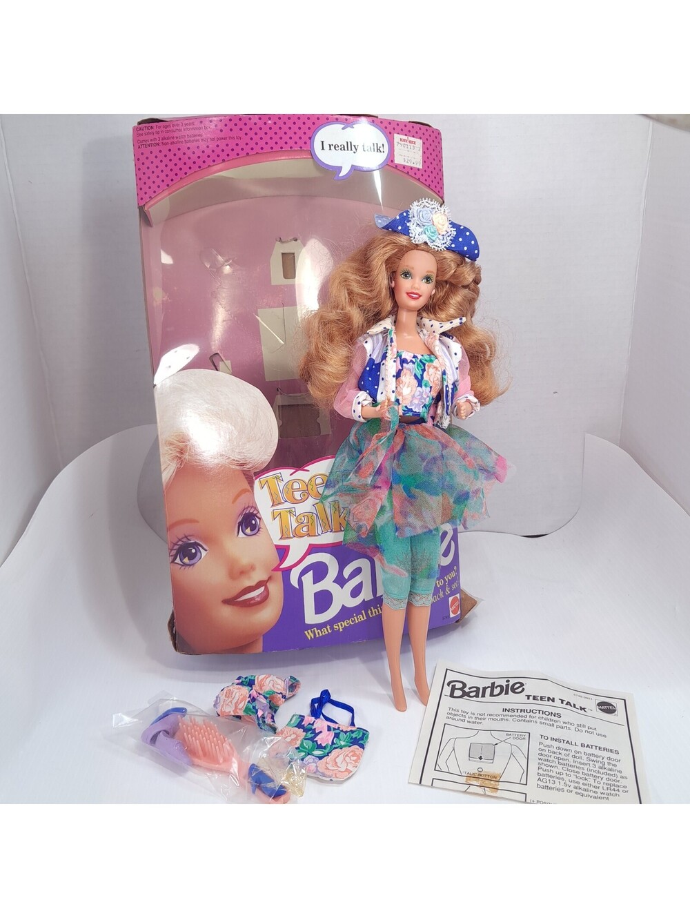 Vintage Teen Talk Barbie Doll Strawberry Blonde Red Hair Mattel 1991 5745 w Box